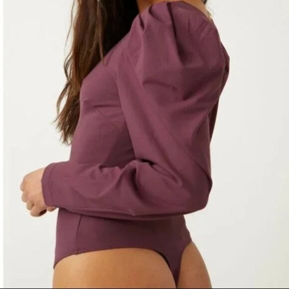 Free People Intimately Small Va Va Voop Bodysuit Puff Sleeve V-Neck Snap Thong - Picture 7 of 10